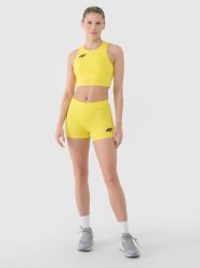 4F Legginsy krótkie treningowe damskie - żółte XS. Żółte legginsy damskie 4F, s, bez wzorów, z dzianiny. Za 89.99 zł.