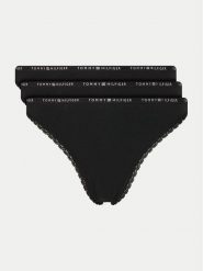 Tommy Hilfiger Komplet stringów UW0UW05954 Czarny. Czarne komplety bielizny Tommy Hilfiger, bez wzorów, z bawełny. Za 119.99 zł.
