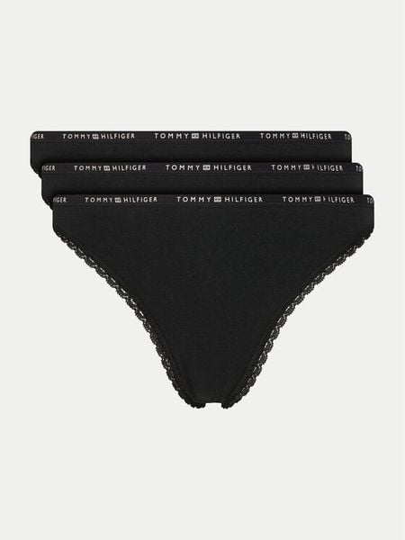 Tommy Hilfiger Komplet stringów UW0UW05954 Czarny. Czarne komplety bielizny Tommy Hilfiger, bez wzorów, z bawełny. Za 119.99 zł.