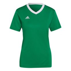 Koszulka piłkarska damska Adidas Entrada 22 Jersey. Zielone bluzki damskie Adidas, xs, bez wzorów, z jersey, sportowe, bez kołnierzyka, bez ramiączek. Za 69.99 zł.