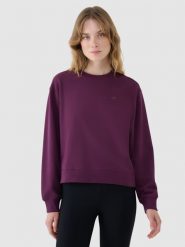 4F Bluza nierozpinana bez kaptura damska - fioletowa XS. Fioletowe bluzy damskie 4F, xs, bez wzorów, z bawełny, bez kaptura. Za 129.99 zł.