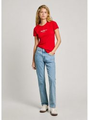 Pepe Jeans Koszulka "New Virgina" w kolorze czerwonym rozmiar: XS. Czerwone bluzki damskie Pepe Jeans, xs, bez wzorów, z jeansu, bez kołnierzyka, bez ramiączek. Za 83.42 zł.