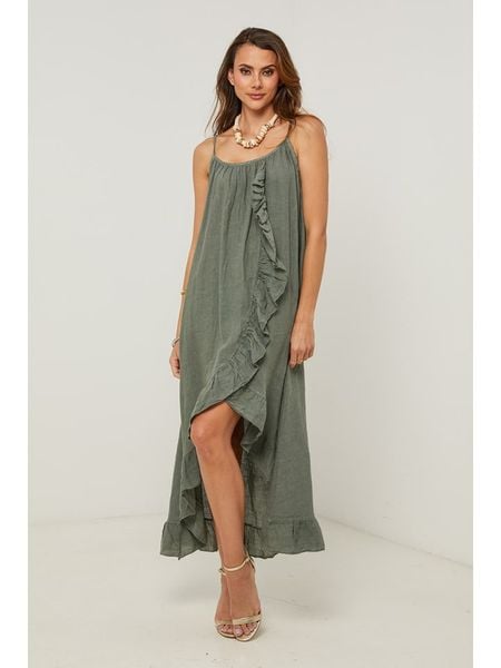 Fleur de Lin Sukienka w kolorze zielonym rozmiar: S. Zielone sukienki damskie Fleur de Lin, bez wzorów, ze lnu, bez ramiączek. Za 329.95 zł.