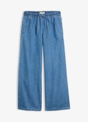 Lekkie jeansy wide leg, mid waist. Niebieskie jeansy damskie bonprix. Za 149.99 zł.