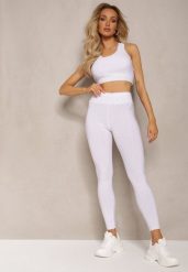 Białe Sportowe Legginsy z Wytłoczonym Wzorkiem Askida. Białe legginsy damskie Renee, m, bez wzorów, z jeansu. Za 34.99 zł.