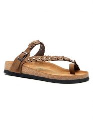 Comfortfusse Skórzane japonki w kolorze jasnobrązowym rozmiar: 42. Brązowe klapki damskie Comfortfüße, bez wzorów, z materiału, z otwartym noskiem, bez obcasa, bez zapięcia. Za 239.99 zł.