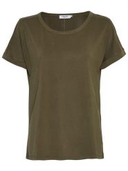 MOSS COPENHAGEN Koszulka "Fenya" w kolorze khaki rozmiar: M/L. Brązowe bluzki damskie Moss Copenhagen, l, bez wzorów, bez kołnierzyka, bez ramiączek. Za 83.62 zł.