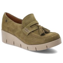 Zielone Półbuty Maciejka Skórzane Buty Na Koturnie. Zielone czółenka damskie Maciejka, bez wzorów, bez obcasa, na koturnie. Za 379.00 zł.