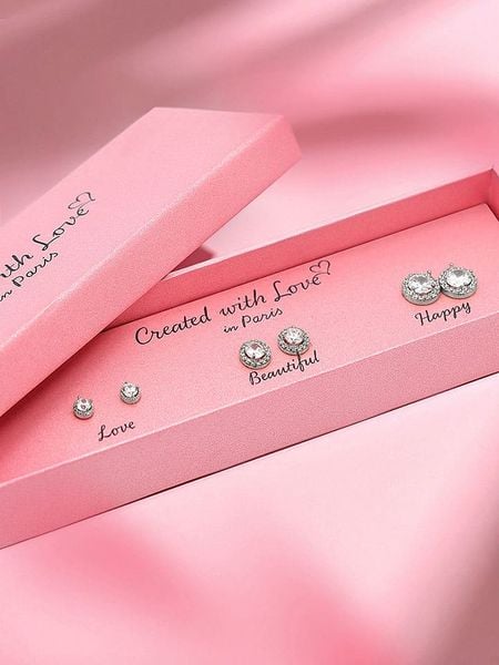 Created with Love 3-częściowy zestaw kolczyków-wkrętek "Sophia " z cyrkoniami rozmiar: onesize. Szare kolczyki damskie Created with Love, z cyrkonią, srebrne. Za 56.99 zł.