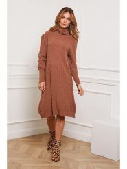 So Cachemire Sukienka dzianinowa "Eclose" w kolorze karmelowym rozmiar: M. Brązowe sukienki damskie So Cachemire, bez wzorów, z dzianiny, bez ramiączek. Za 216.45 zł.