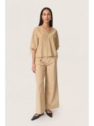 Soaked in Luxury Bluzka w kolorze beżowym rozmiar: M. Brązowe bluzki damskie Soaked in Luxury, m, bez wzorów, z bawełny, bez kołnierzyka, bez ramiączek. Za 152.99 zł.