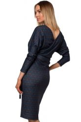 Ołówkowa sukienka dzianinowa kopertowa góra i modny nadruk. Sukienki damskie Sukienki.shop, bez wzorów, z dzianiny, eleganckie, bez ramiączek. Za 339.00 zł.