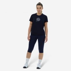 Legginsy do siatkówki damskie. Niebieskie legginsy damskie ALLSIX, s, bez wzorów, z bawełny. Za 19.99 zł.