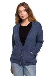 Krótki Rozpinany Kardigan z Kieszeniami - Niebieski. Niebieskie kardigany damskie MOE, l, bez wzorów, z materiału. Za 238.90 zł.