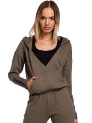 Made of emotion Bluza w kolorze khaki rozmiar: M. Brązowe bluzy damskie Made Of Emotion, m, bez wzorów, z kapturem. Za 61.46 zł.