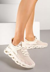 Beżowe Buty Sportowe Sneakersy na Platformie Ozdobionej Tłoczeniem Teliriella. Brązowe obuwie sportowe casual damskie Renee, z jeansu. Za 59.99 zł.