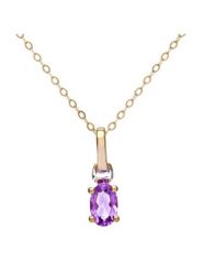 Revoni Złoty naszyjnik z diamentową zawieszką - 46 cm rozmiar: onesize. Żółte naszyjniki damskie Revoni, z ametystem, złote. Za 761.99 zł.