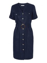 TATUUM Sukienka "Soforia" w kolorze granatowym rozmiar: 40. Niebieskie sukienki damskie TATUUM, bez wzorów, ze lnu, bez ramiączek. Za 228.92 zł.