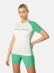 KARI TRAA Koszulka sportowa "Ella" w kolorze jasnoróżowo-zielono-kremowym rozmiar: XL. Brązowe koszulki sportowe damskie Kari Traa, xl, bez wzorów, z materiału, bez ramiączek, outdoorowe. Za 122.96 zł.