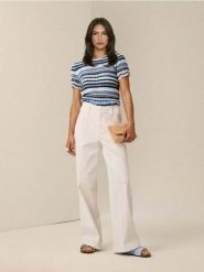 Jeansy wide leg comfort z przeszyciami - biały. Białe jeansy damskie Sinsay. Za 69.99 zł.