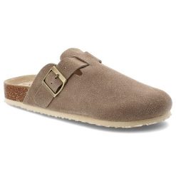 Klapki damskie Vinceza, cholewka ze skóry naturalnej zamszowej wsuwany fason korkowa lekka amortyzująca podeszwa, brązowa, 101332. Brązowe klapki damskie VINCEZA, bez wzorów, ze skóry, bez obcasa, bez zapięcia. Za 129.00 zł.