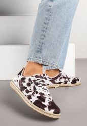 Brązowo-Białe Sneakersy Kultowe Tenisówki ze Wzorem w Łaty z Podeszwą Zdobioną Plecionką Zarorella. Brązowe obuwie sportowe damskie Renee, na lato, z jeansu, bez zapięcia, tenisowe. Za 69.99 zł.