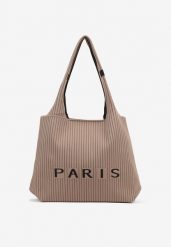 Beżowa Tłoczona Torebka Typu Shopper Saliaria. Brązowe shopper bag Renee, bez wzorów, z jeansu, bez dodatków. Za 69.99 zł.