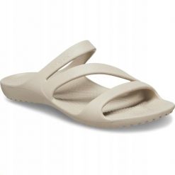 Klapki Dla Dorosłych Crocs Kadee II. Brązowe klapki damskie Crocs, bez wzorów, z materiału, bez obcasa, bez zapięcia. Za 119.99 zł.