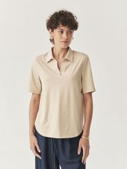 TATUUM Koszulka "Ambroki" w kolorze beżowym rozmiar: L. Brązowe bluzki damskie TATUUM, l, bez wzorów, z bawełny, bez kołnierzyka, bez ramiączek. Za 116.45 zł.