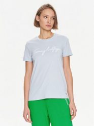 Tommy Hilfiger T-Shirt Signature WW0WW41674 Błękitny Regular Fit. Niebieskie t-shirty damskie Tommy Hilfiger, s, bez wzorów, z bawełny, bez kołnierzyka. Za 119.99 zł.