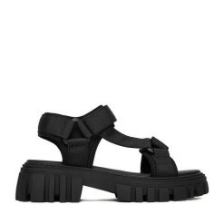 Sandały JENNY. Czarne sandały damskie Jenny, bez wzorów, bez obcasa, na płaskiej podeszwie, bez zapięcia. Za 119.99 zł.