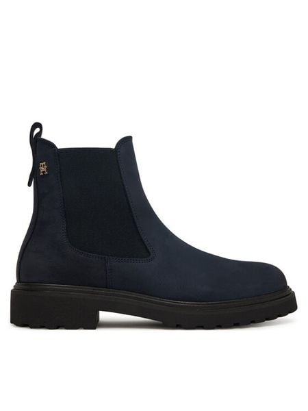 Tommy Hilfiger Sztyblety Nubuck Cleated FW0FW09041 Granatowy. Niebieskie botki damskie Tommy Hilfiger, z nubiku, bez obcasa, na płaskiej podeszwie, bez zapięcia. Za 529.99 zł.