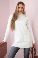 Sweter ze stójką ecru. Swetry klasyczne damskie KESI, na zimę, l, z wełny, bez kołnierzyka, plus size. Za 178.78 zł.