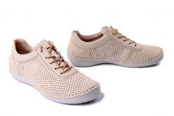 RIEKER 52546-60 beige, półbuty damskie. Brązowe półbuty damskie Rieker, bez wzorów, bez obcasa, bez zapięcia. Za 319.90 zł.
