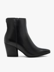 Czarne botki ze skóry licowej na obcasie. Czarne botki damskie Brawo sp. z o.o., ze skóry, eleganckie, za kostkę, bez obcasa, na obcasie, bez zapięcia. Za 499.99 zł.