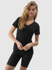 4F T-shirt gładki z bawełną organiczną damski - czarny S. Czarne t-shirty damskie 4F, s, bez wzorów, z bawełny, bez kołnierzyka. W wyprzedaży za 29.99 zł.