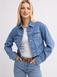 Kurtka damska jeansowa krótka niebieska Maddie 175. Niebieskie kurtki damskie Big Star, na lato, l, bez wzorów, z denimu, bez kaptura. W wyprzedaży za 139.99 zł.