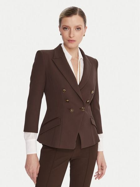 Elisabetta Franchi Marynarka GI-174-56E2-V660 Brązowy Regular Fit. Brązowe marynarki i żakiety damskie Elisabetta Franchi, bez wzorów, z syntetyku. Za 2,515.29 zł.