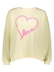 Miss goodlife Bluza "Heart Love" w kolorze jasnożółtym rozmiar: S. Żółte bluzy damskie miss goodlife, s, bez wzorów, z bawełny, bez kaptura. Za 148.96 zł.