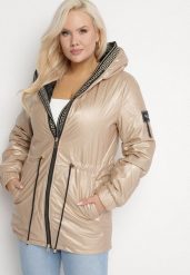 Złota Kurtka Pikowana Parka z Nieodpinanym Kapturem Oferra. Żółte kurtki damskie Born2be, plus size, bez wzorów. Za 109.99 zł.