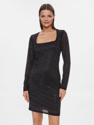 Guess Sukienka koktajlowa W4RK46 KBZX0 Czarny Bodycon Fit. Czarne sukienki damskie Guess, z aplikacjami, z syntetyku, wizytowe, bez ramiączek. Za 649.99 zł.