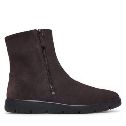 Botki ECCO. Brązowe botki damskie ECCO, bez obcasa, na płaskiej podeszwie, bez zapięcia. Za 619.99 zł.