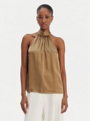 Marciano Guess Bluzka 5YGH26 9719Z Beżowy Regular Fit. Brązowe bluzki damskie Marciano Guess, z aplikacjami, z jedwabiu, bez kołnierzyka, bez ramiączek. Za 719.99 zł.