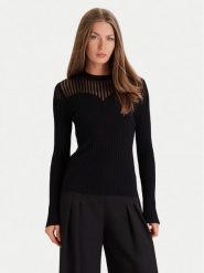 Morgan Sweter 252-MAMDO Czarny Slim Fit. Czarne swetry klasyczne damskie Morgan, m, z wiskozy, bez kołnierzyka. Za 189.98 zł.