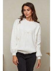 Soft Cashmere Sweter w kolorze białym rozmiar: 34/36. Białe swetry klasyczne damskie Soft Cashmere, bez kołnierzyka. Za 127.35 zł.
