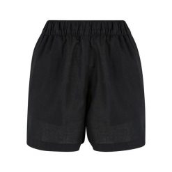 Krótkie spodenki z mieszanki lnu dla kobiet Urban Classics. Czarne spodenki sportowe damskie Urban Classics, m, bez wzorów, z bawełny, na fitness i siłownię. Za 84.65 zł.