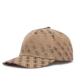 Czapka z daszkiem Guess. Brązowe czapki z daszkiem damskie Guess, z aplikacjami. Za 154.99 zł.