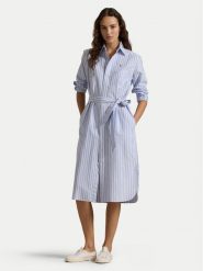 Polo Ralph Lauren Sukienka koszulowa 211959901001 Błękitny Regular Fit. Niebieskie sukienki damskie Polo Ralph Lauren, bez wzorów, z bawełny, bez ramiączek. Za 819.99 zł.