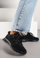 Czarne Zamszowe Sneakersy z Wkładką ze Skóry Naturalnej Dolavienne. Czarne obuwie sportowe damskie Renee, z jeansu, bez zapięcia. Za 179.99 zł.