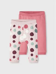 NAME IT Komplet 2 par spodni 13208073 Różowy Regular Fit. Czerwone spodnie dresowe dziewczęce Name it, bez wzorów, z bawełny. Za 129.99 zł.